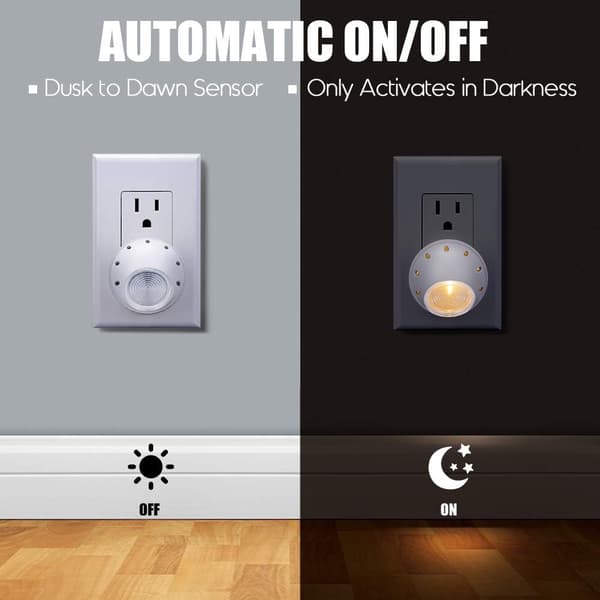 Nattlampe med plugg, varmhvit LED-nattlampe, 360° rotasjon,