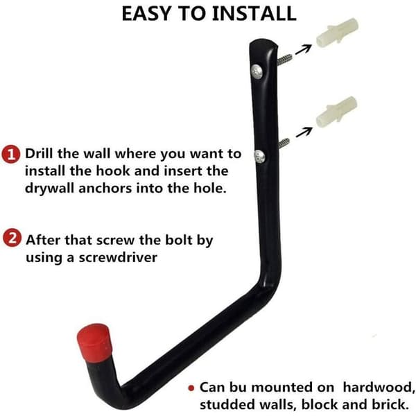 Heavy Duty Storage Hooks for Garage U-Shaped Wall Mount for Bicycle Seat Ladder Hose Tool Garden Shed Universal Wall Mount