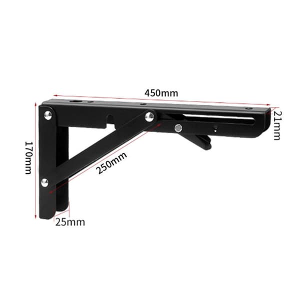 2 stk. foldbare konsolholdere, 450 mm foldbar holder, foldbare hyldeholdere, sort jern, Payloa