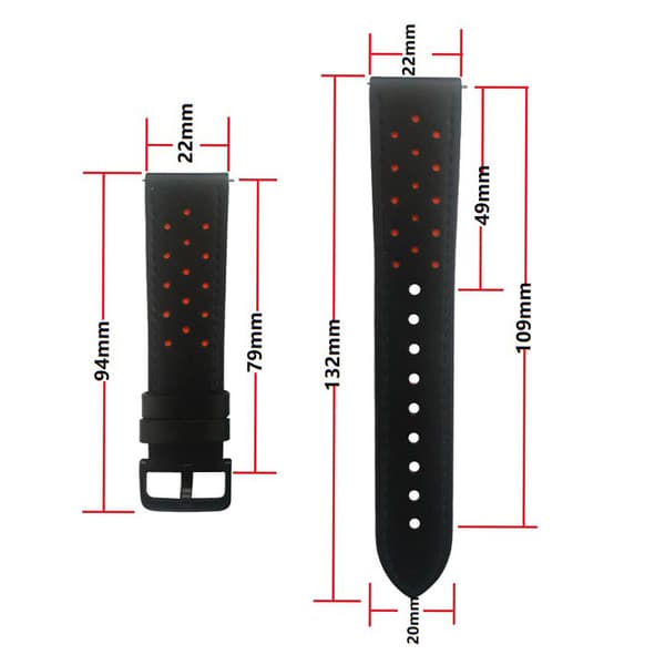 Kellon ranneke nahkaa HUAWEI GT3 Pro Musta 20 mm Svart