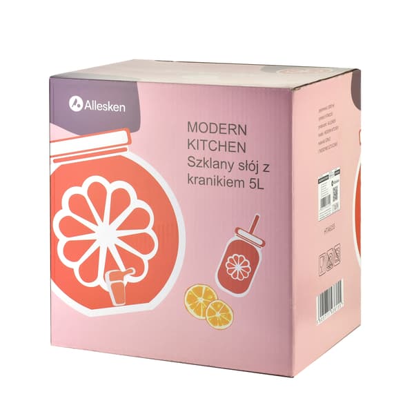 MODERN KITCHEN Glasskaraffel med kran 5L - Sitrusdesign for festlige anledninger