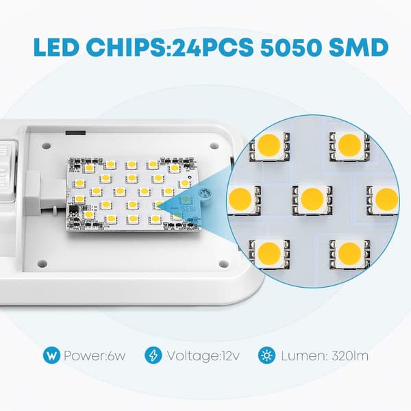 2 stk 12V LED interiørlys Auto Campingvogn Lampe LED Pære 800LM Natt