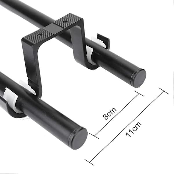 4 stk. dobbelte gardinstangbeslag til loftmontering, aluminiumslegering, sort
