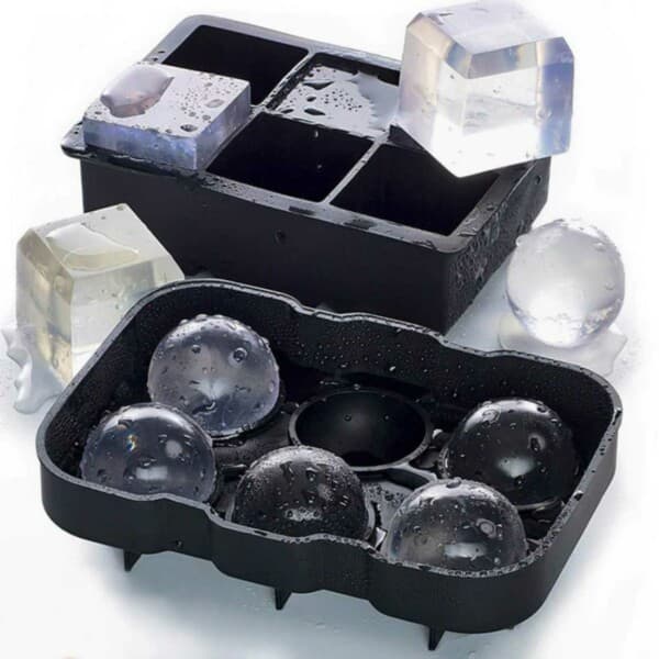 2-pak silikoneisforme - 6 store isterninger og iskugler sort black