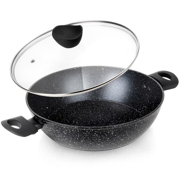 Deep Granite Frying Pan with Glass Lid, 28 cm, 3.5 L