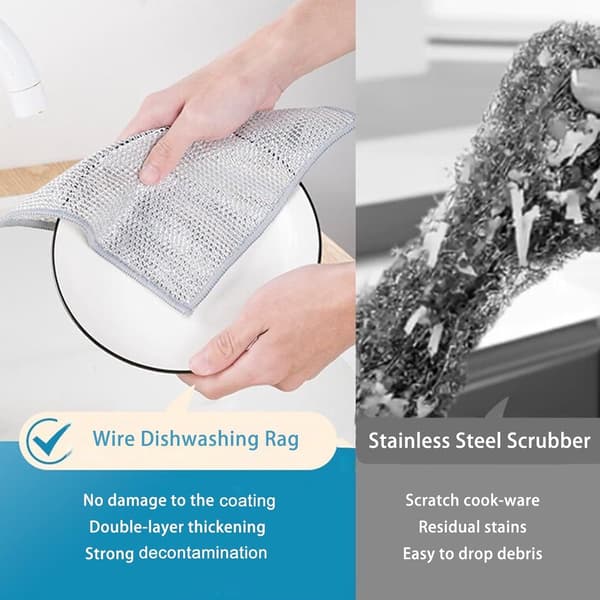 10 Steel Wool Dish Brushes Scratch-Resistant Reusable Kitchen Cleaning Pads