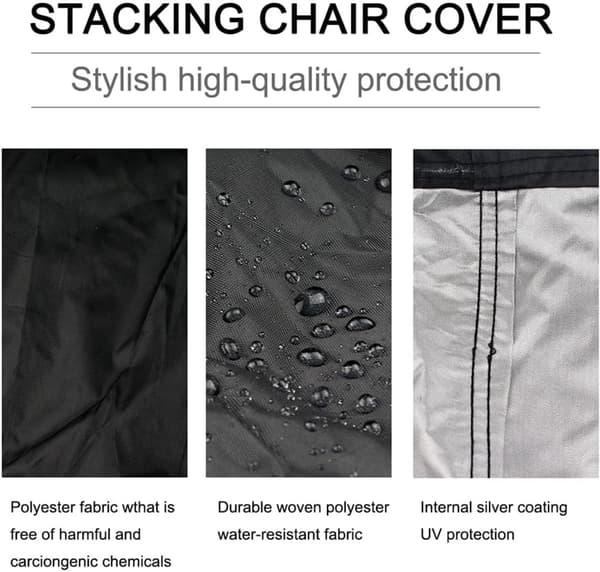 Garden Chair Cover - Stackable, 210D Oxford, Waterproof - with Armrests - Black - 68*68*72 cm