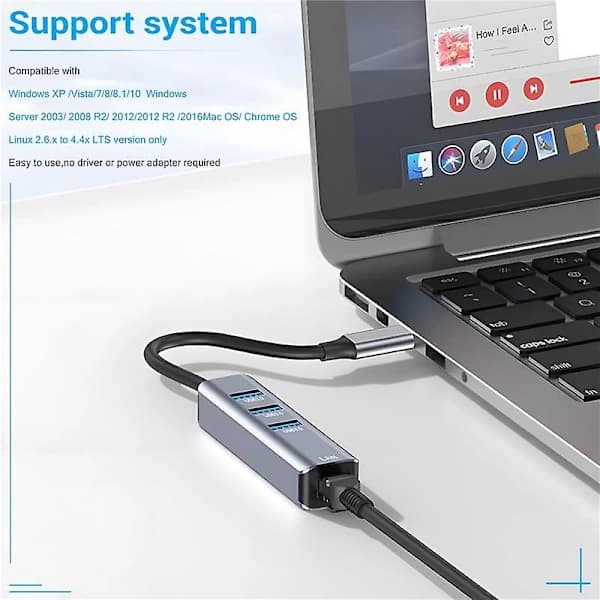 USB-C–Ethernet-sovitin, RJ45–USB-C 3/Type-C Gigabit Ethernet LAN -verkkosovitin Pro-malleille