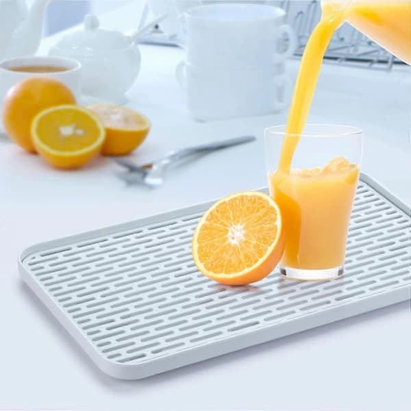 2-Tier Drain Tray Dish Rack Tea Tray for Storing Cups, Bowls, and Fruit