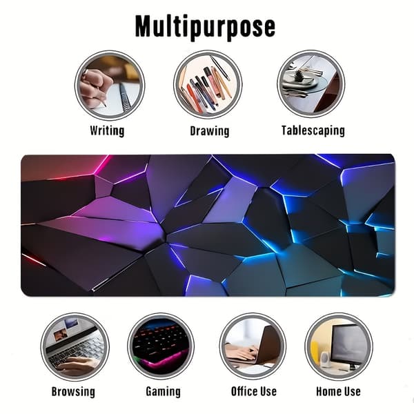 3D Illusjon Gaming Musematte Sklisikker Gummi Tastatur Skrivebordsmatte 30x60x0.3cm