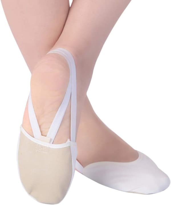 Halvsålede balletsko til kvinder og piger med skridsikkert greb til yoga, pilates og dans