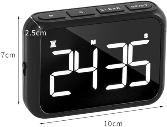 USB Rechargeable Loud Digital Kitchen Timer with Large LCD Display and Adjustable Loud Alarm - Ideal Magnetic Timer for Desk or Kitchen, Black