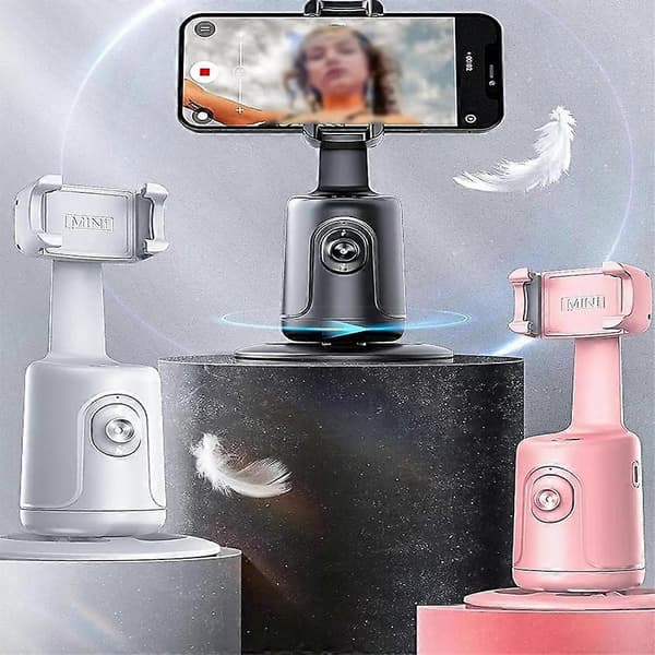 Automatic Tracking Stand, Automatic Face Tracking Stand 360 Degree Rotation Phone Holder Pink Pink