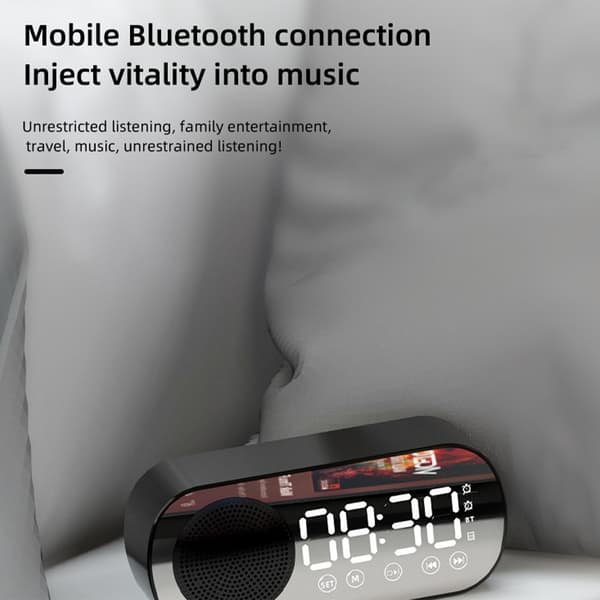 Smart Spejl Vækkeur med Bluetooth Højttaler - Engelsk Version - Z7 Sort