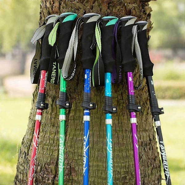 5-delt sammenleggbar turstav Turstaver Gåstav Vandring Naturehike Antishock rød 95-110cm