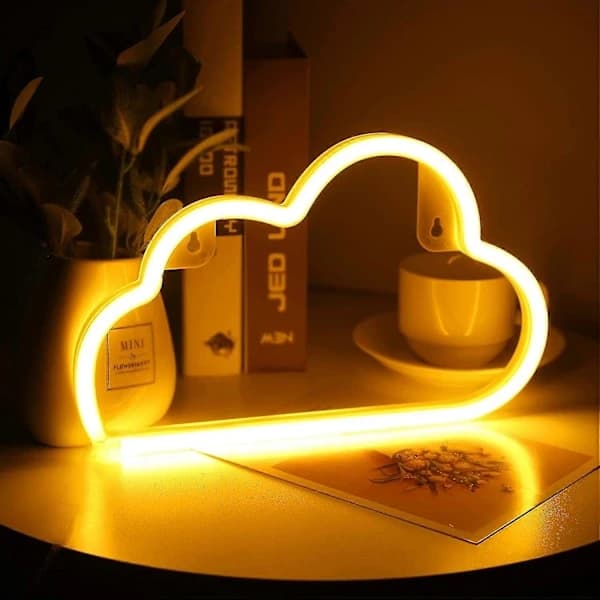 Moln Neonskylt, LED Neonljus Vägglampa Väggdekor, Batteri Eller USB-driven Lysande Neonskylt För Sovrum, Barnrum, Vardagsrum, Bar, Varmvit