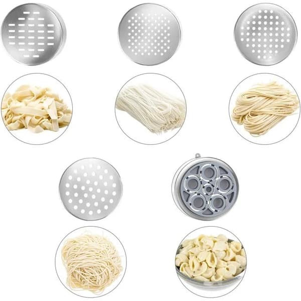 Manuel pastamaskine i rustfrit stål, 5 nudelforme, pastapressemaskine