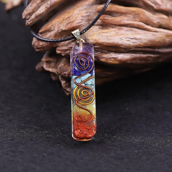 Reiki 7 Chakra Orgon Vedhæng Halskæde Energi Healing Krystaller Chips Tumlede Sten WS7519