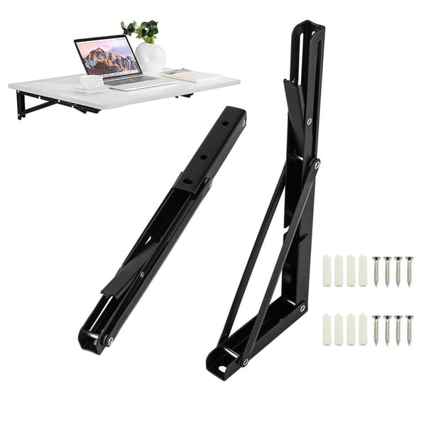 2 stk. foldbare konsolholdere, 450 mm foldbar holder, foldbare hyldeholdere, sort jern, Payloa