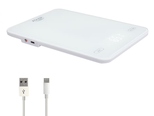 Adler AD 3177w Kitchen Scale 10kg, USB Charging, White 640