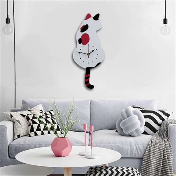 DIY Akryl Veggklokke Moderne Søt Katteklokke Rist Hakk