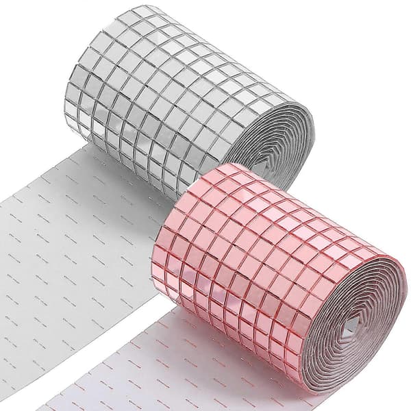 2 Rolls Mosaic Tiles Self-Adhesive Craft Mirrors Tiles for DIY Crafts Home Decor