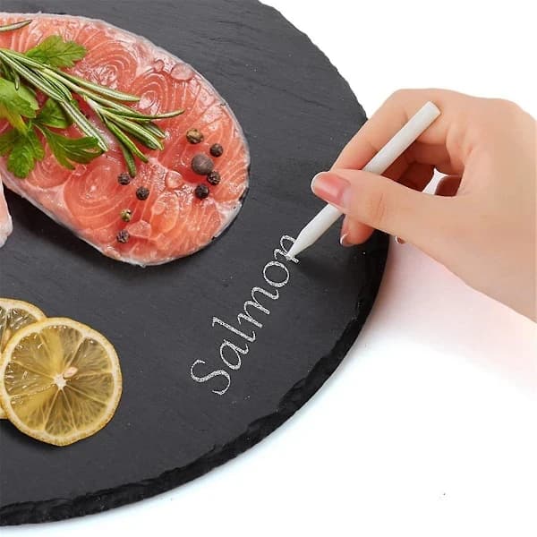 Rund Ostebrett, Natursteinbrett for servering av ost, spekemat, sushi, forretter og