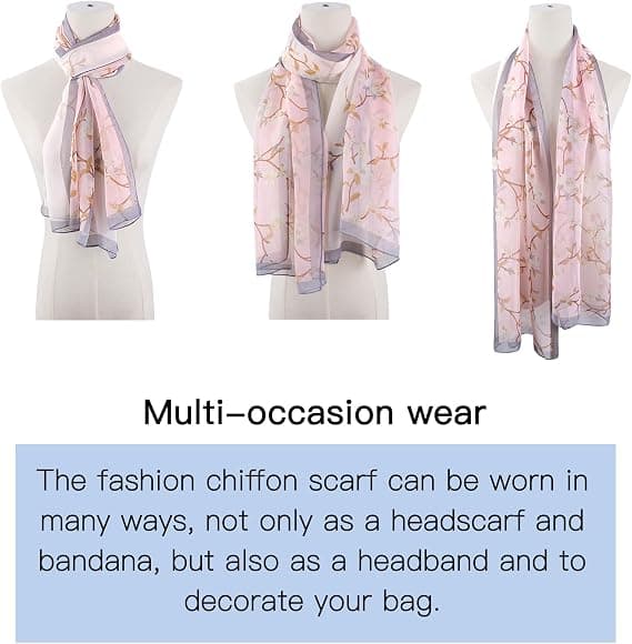 Blomstret Chiffonskjerf - Lett Skjerf Kvinner Blomstrete Chiffonskjerf for Sommeren-FX-