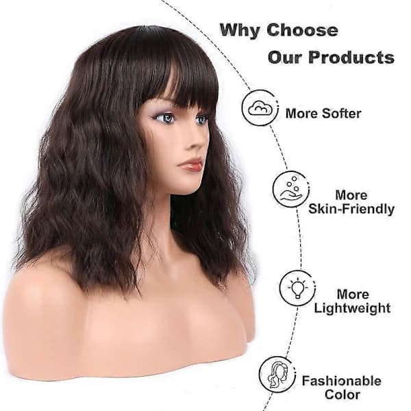 Short Bob Wig with Bangs and Waves Cosplay Wig for Women