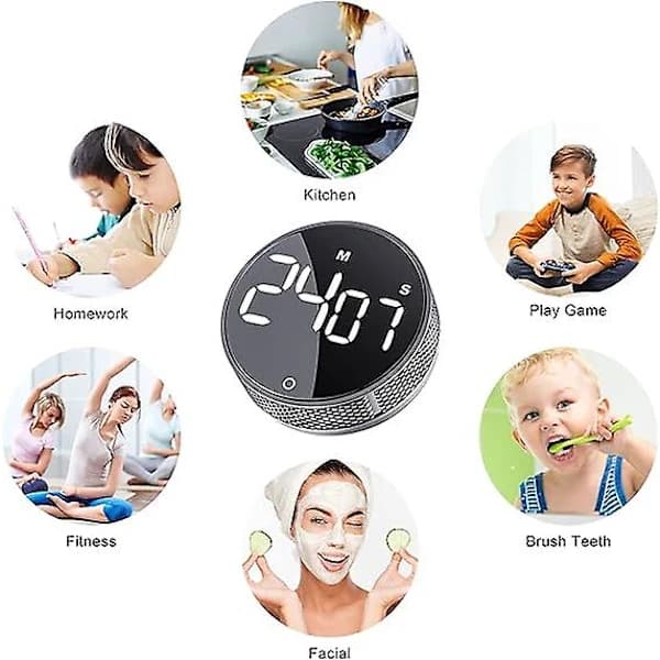 Digital kökstimer, nedräkning med stor LED-display, lämplig för matlagning och klassrum, enkel att använda för barn och äldre