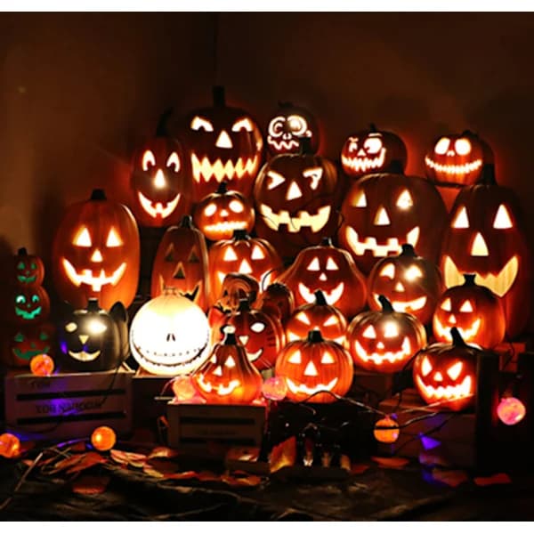 Halloween-kurpitsavalaisin ulkokäyttöön, kurpitsakoristeet, oranssi