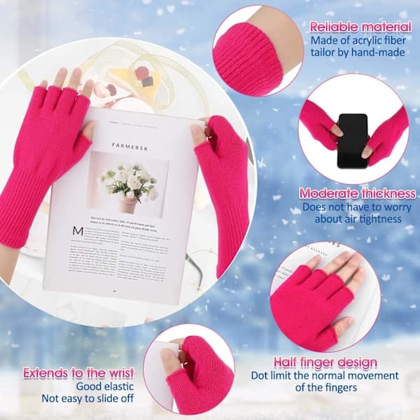 6 par unisex halvfingerhansker varme