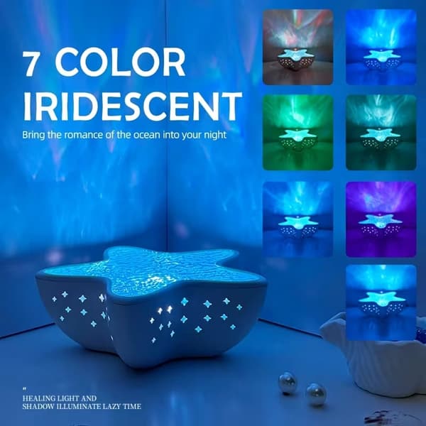 LED-projektorlampa Ocean – 7 färger vattenvåg, USB-nattlampa för sovrum & vardagsrum