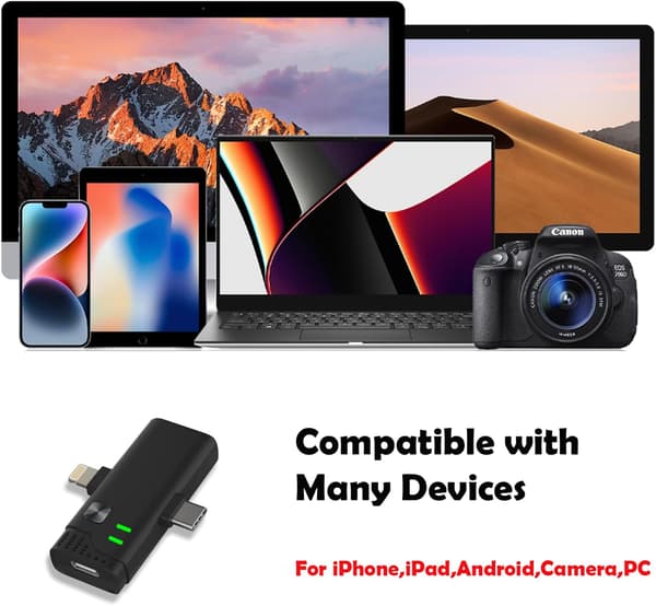 Wireless Lavalier Microphone with Noise-Cancelling Receiver for iPhone/iPad/Android for Video Recording Interviews Yellow