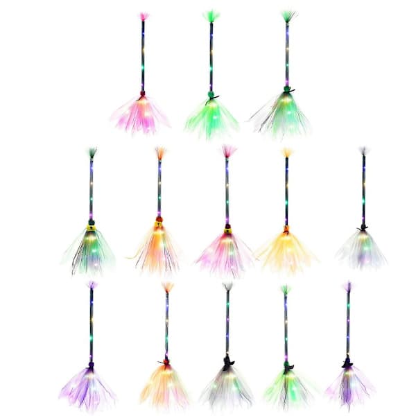 Lilla Halloween LED-kost Heksekost Hjemmefest Festlig Lilla, A