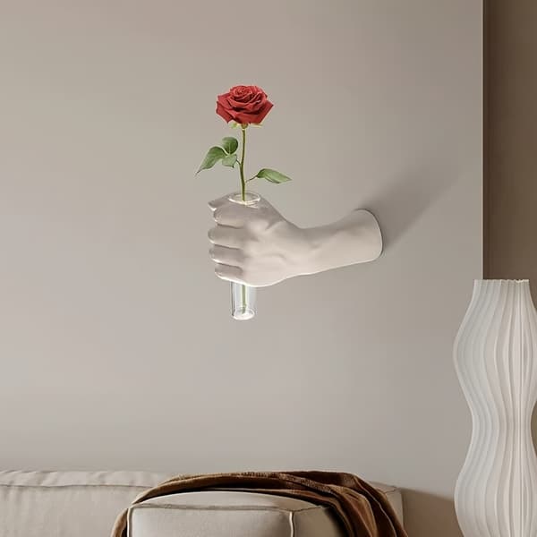 Modern Geometric Resin Wall-Mounted Vase - Convenient and Practical, Can Be Wall-Mounted, Suitable for Decorating Living Rooms and Hotels. white