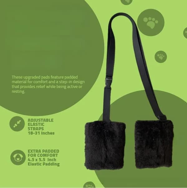 Wool Elbow Protectors for Dogs, Lined with Cotton Padding to Prevent Injuries. (Black) [DB]