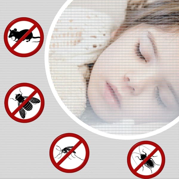 Mosquito Net, Mosquito-Proof Net, Self-Adhesive, Removable, 80x130cm (brown thread - black edge)