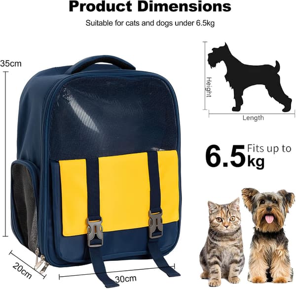 Cat Backpack, Dog Backpack with Ventilated Design, Breathable Mesh, Airline Approved Pet Backpack for Travel (Dark Grey)