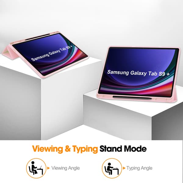 Etui til Samsung Galaxy Tab S9 plus 12.4 2023 Ensfarget beskyttelsesetui rosa