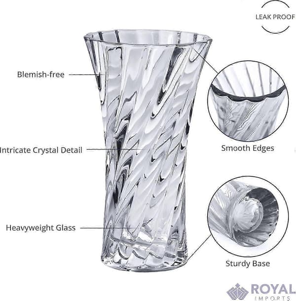 Krystal-look Rosenvase, til stuen, hvirveldesigngave