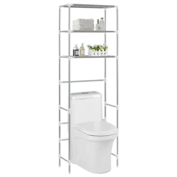 vidaXL Toilet shelf with 3 shelves silver 53x28x169 cm Silver silver