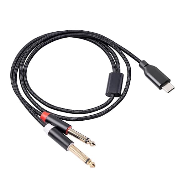 USB C til 6,35 mm Audio Stereokabel Type C til 6,35 mm Lydkabel til Smartphone Multimedia Højttalere, 3