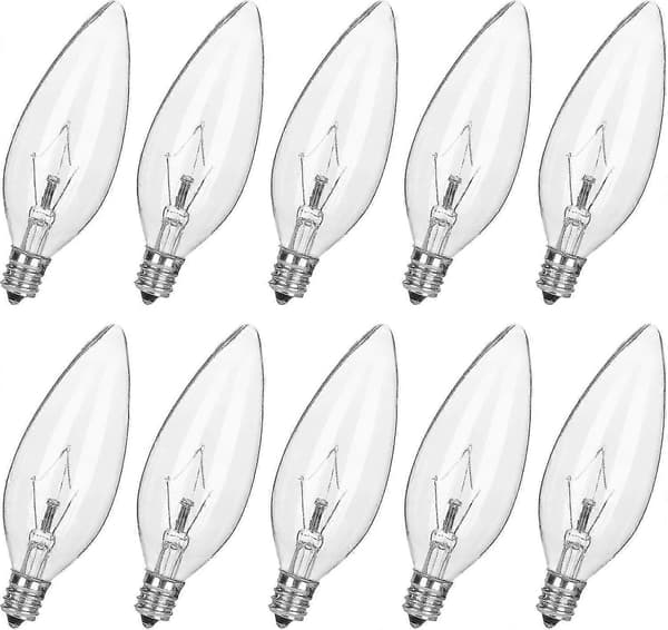 10-pack 15W 120V E12 Sockel B10 CTC Glödlampor Klar, Transparenta Ljuslampor för -SX [DB]