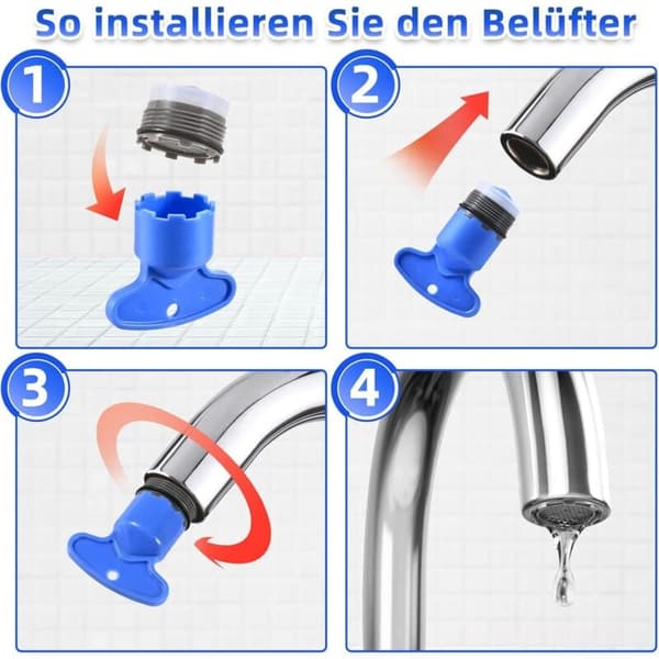 M18.5 Belufter 6-pak, Vandbesparende Vandhanefilter med 2 Nøgler[JUN]