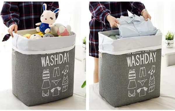 Large Laundry Hamper, Quilt, Clothes, Toys and Sundries Storage Bag, Dustproof Drawstring Opening, Foldable Brown Brown