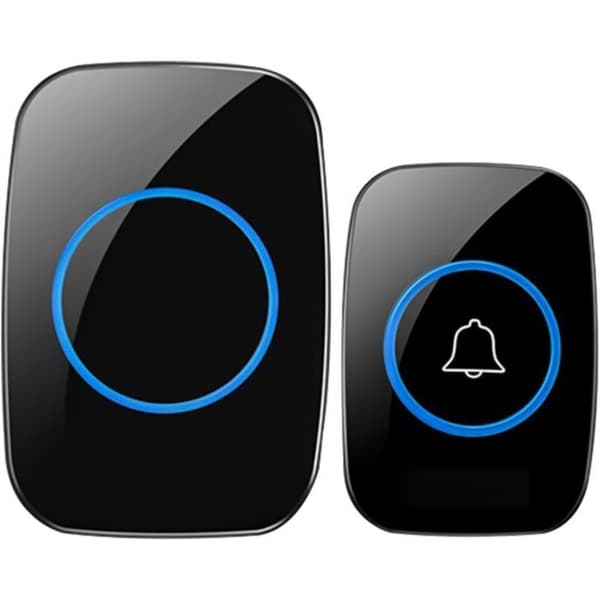 Waterproof Wireless Doorbell Set - 300m Range, 60 Melodies, 5 Volume Levels, LED Display - Black