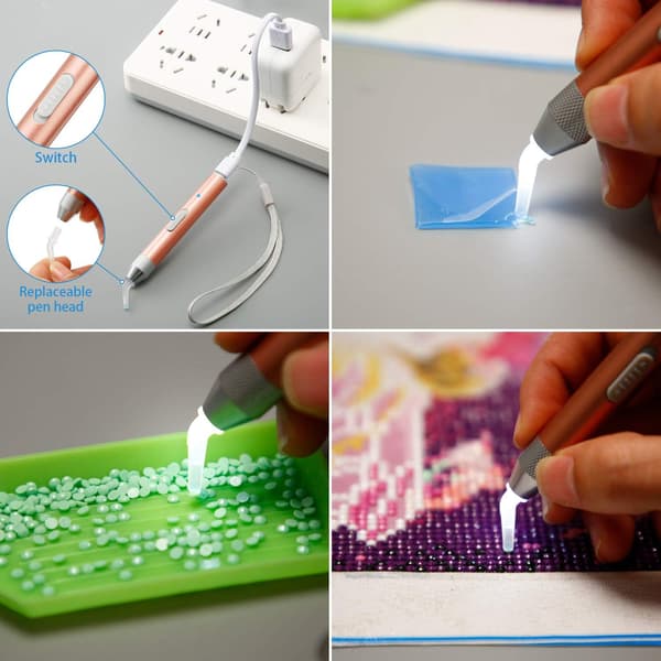 Diamantmalingspen med borrspids og lys 5D DIY Diamant P