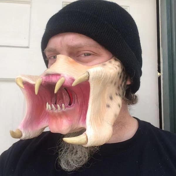 Predator Maske Cosplay Alien Mund Dreads Soldater Halloween Rekvisit,