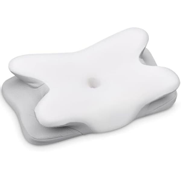 Memory Foam Nackkudde för Sidosovare Ryggsovare Magsovare 59x40x9/12cm Cervical Support Kudde Vit